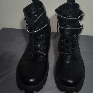 Mari A. Black Combat Boots for Women Size 8.5